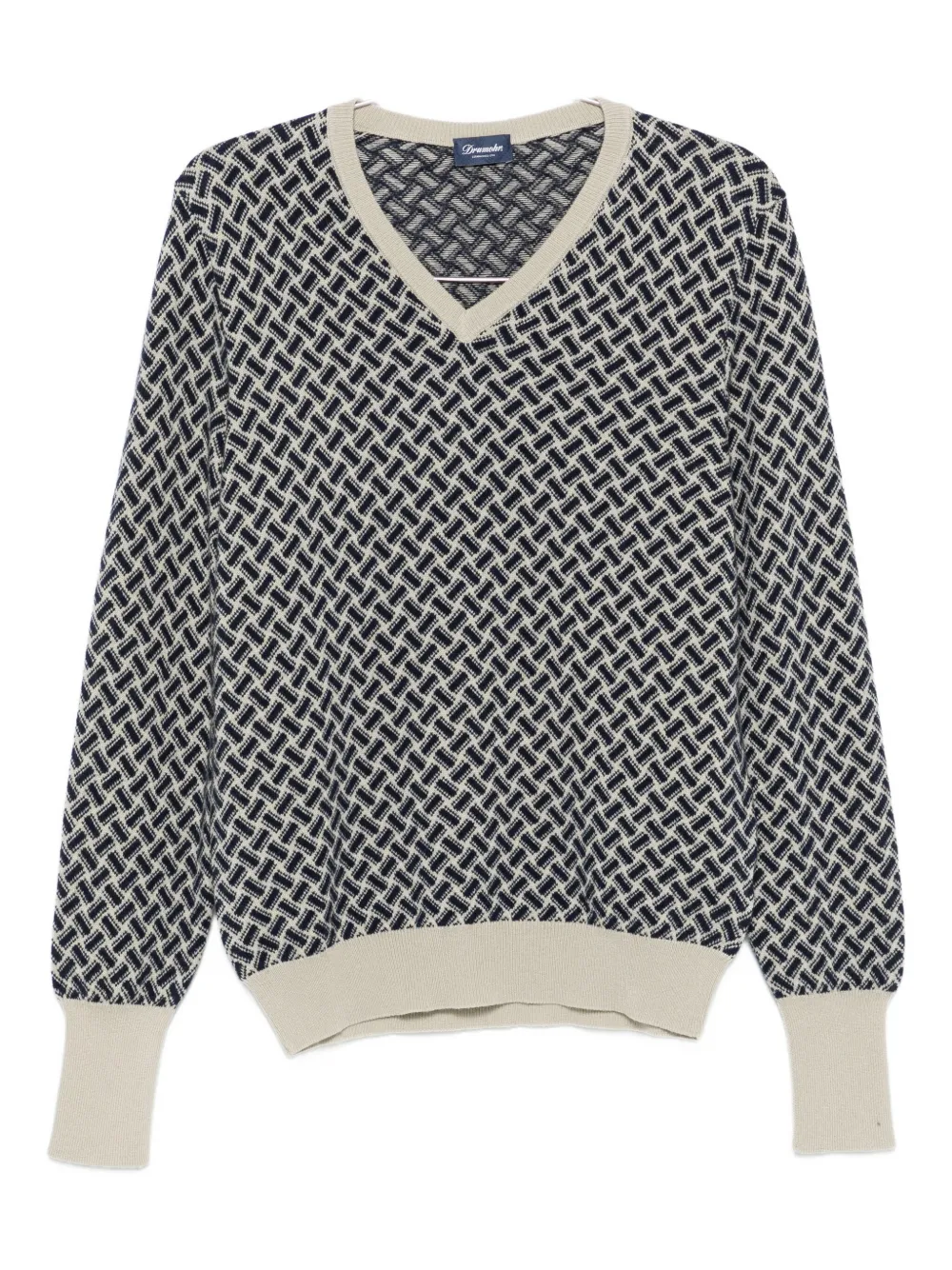 Drumohr Geometric-pattern V-neck Sweater In Multi