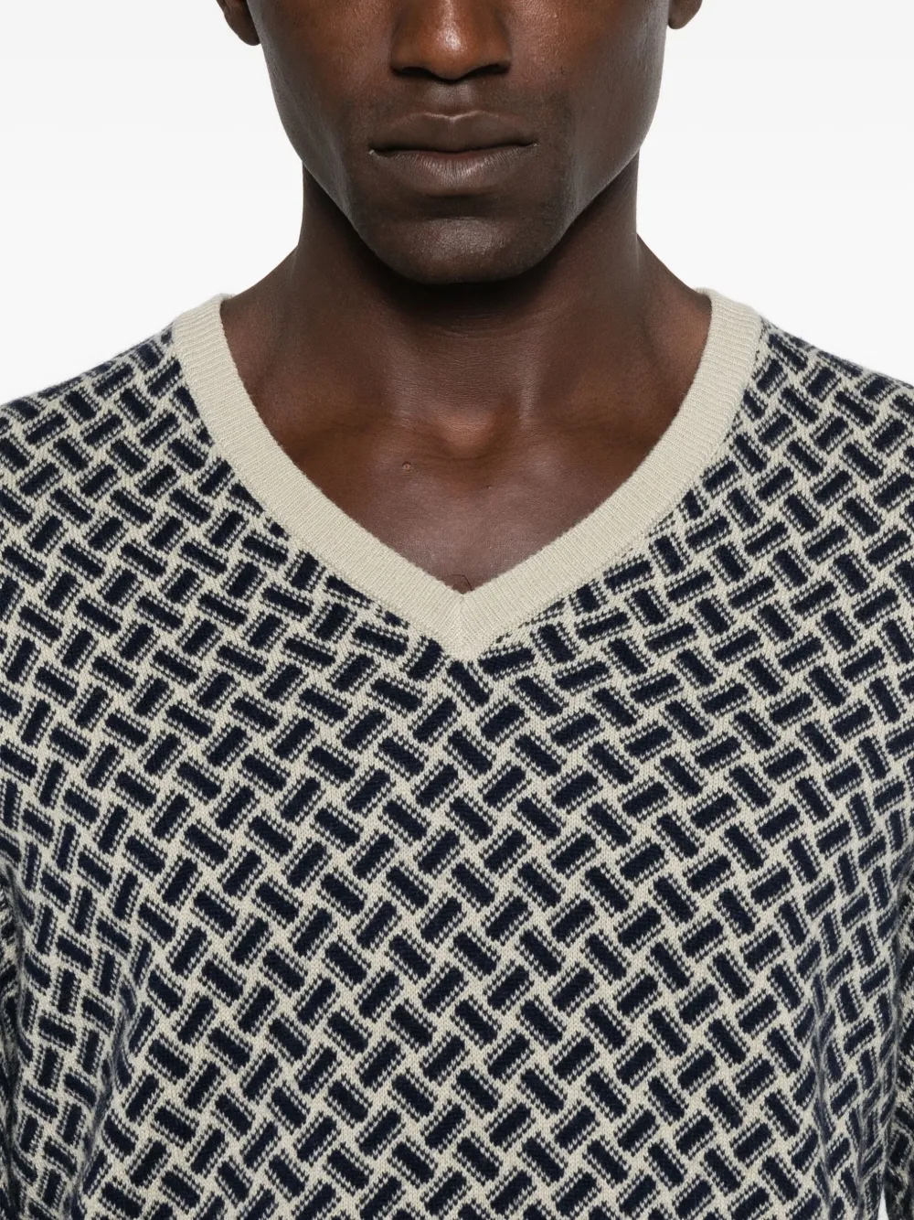Drumohr Geometric-pattern V-neck Sweater In Multi