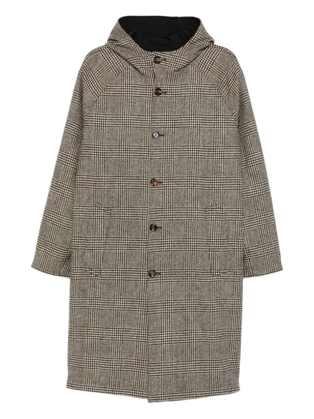 Kired hooded houndstooth coat Bruin