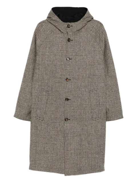 Kired hooded houndstooth coat
