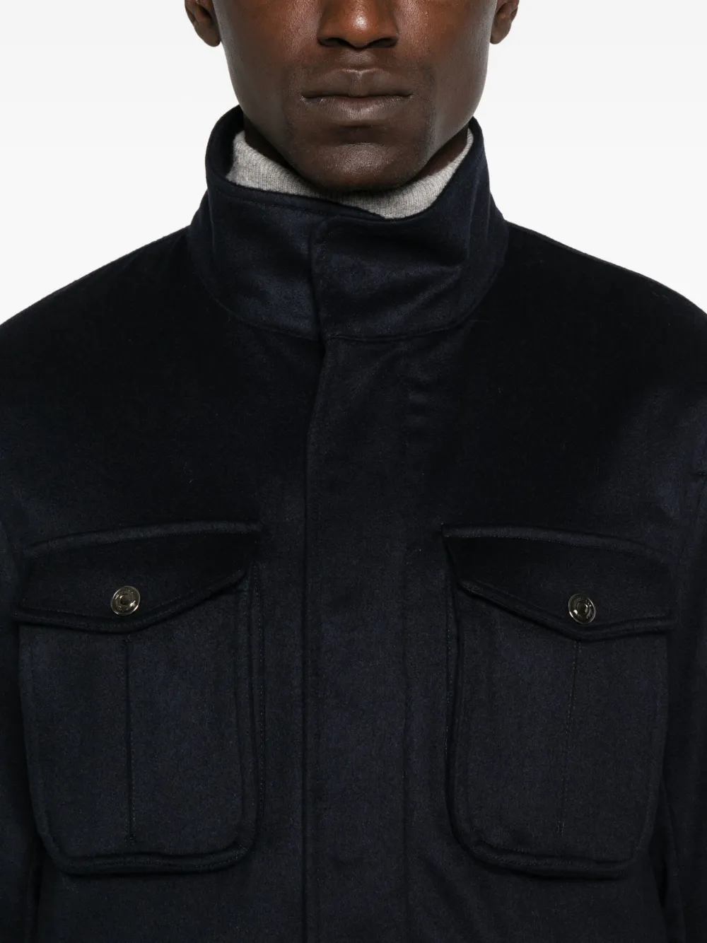 Sartorio Napoli Flap-pocket High-neck Jacket In Blue