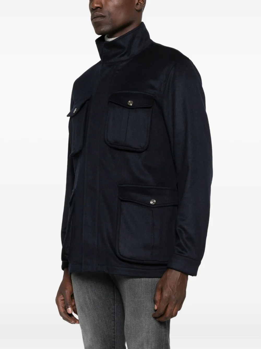 Sartorio Napoli Flap-pocket High-neck Jacket In Blue