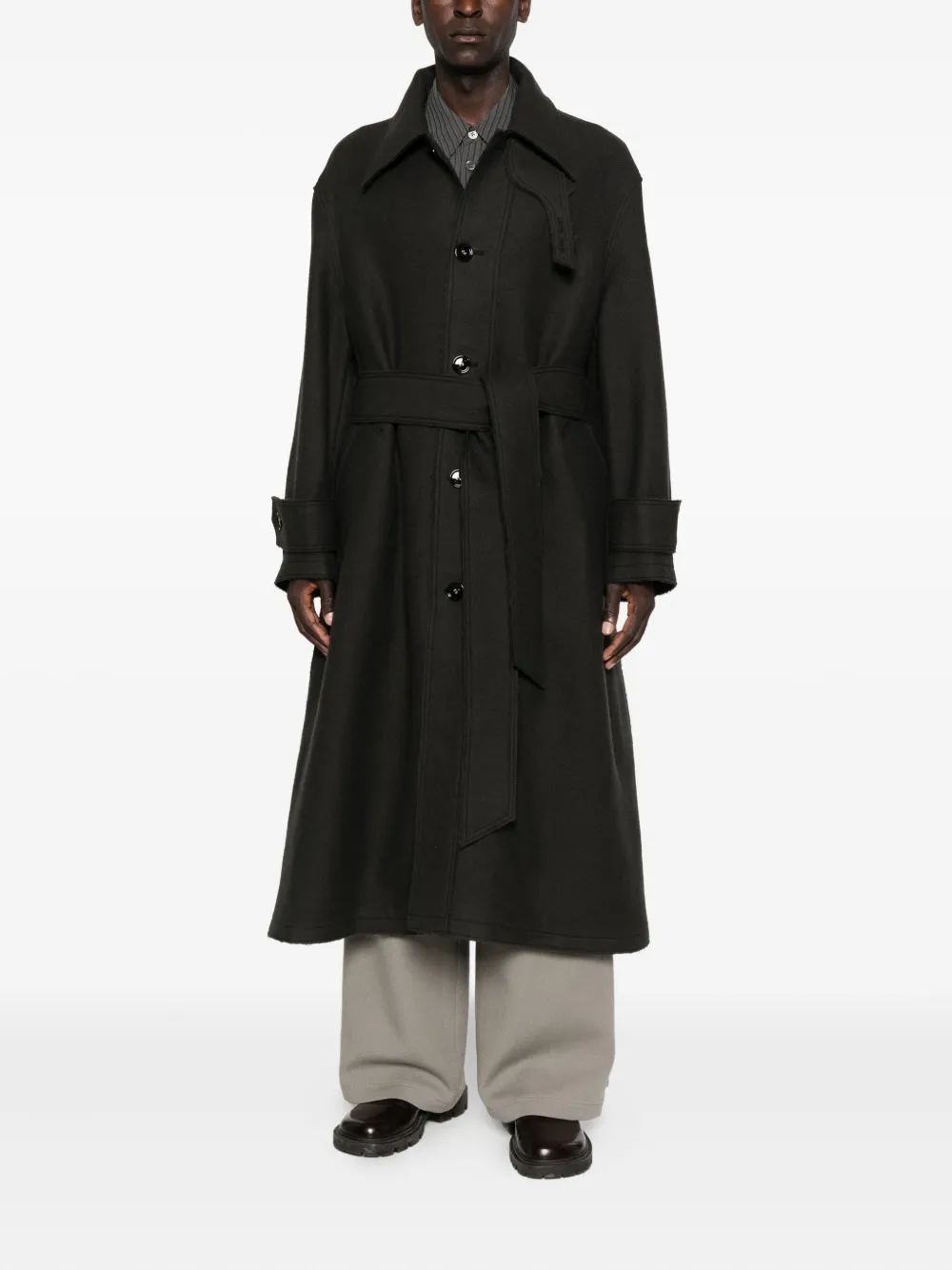 Ami Alexandre Mattiussi Virgin-wool Single-breasted Coat In Gray
