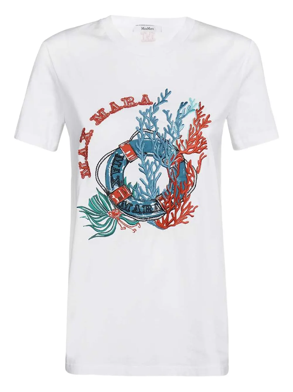Max Mara embroidered-coral T-shirt Wit