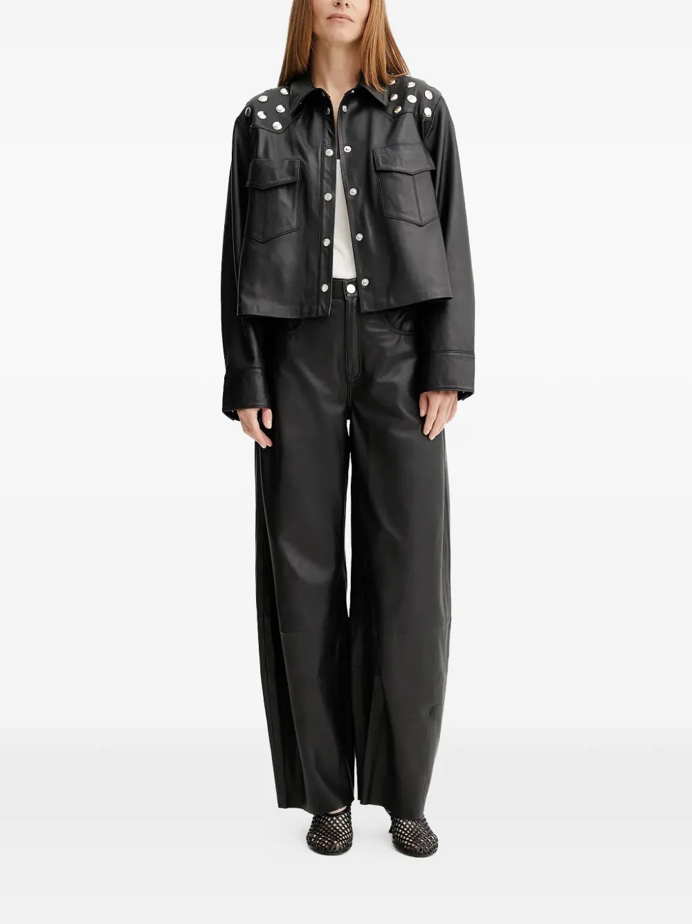 Studded-Embellished Cropped Jacket