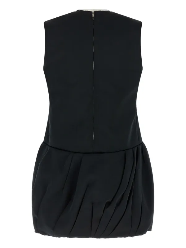 Jil Sander V-Neck Balloon-skirt Mini Dress - Black