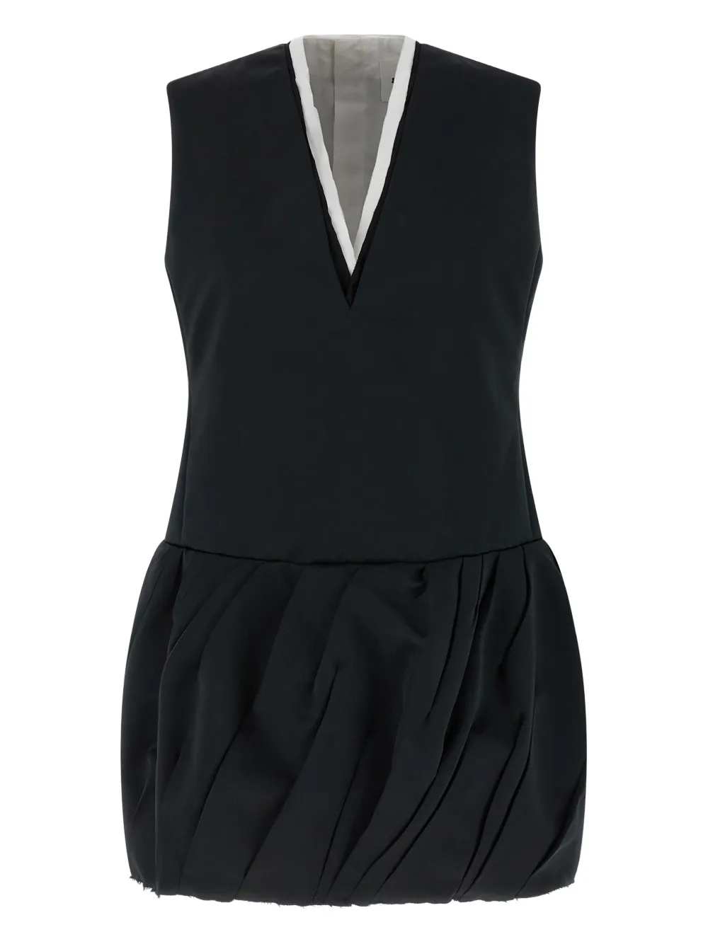 Jil Sander V-neck balloon-skirt mini dress Zwart