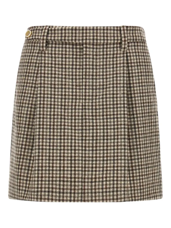 Brunello Cucinelli チェック プリーツミニスカート | ニュートラル