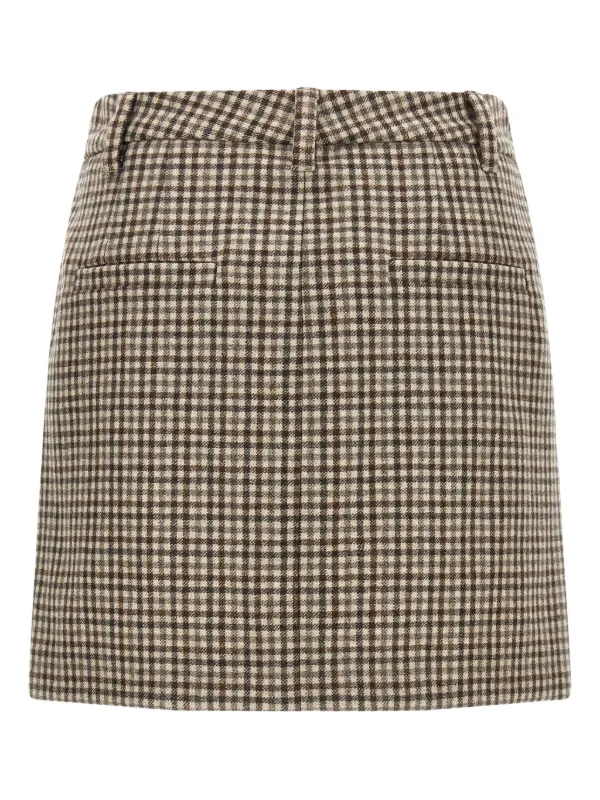 BRUNELLO CUCINELLI キルティングミニスカート 40 Brunello Cucinelli チェック プリーツミニスカート | ニュートラル