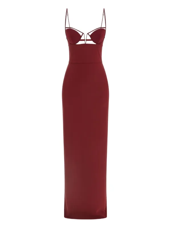 open lace back dress Nensi Dojaka Ruched Maxi Dress