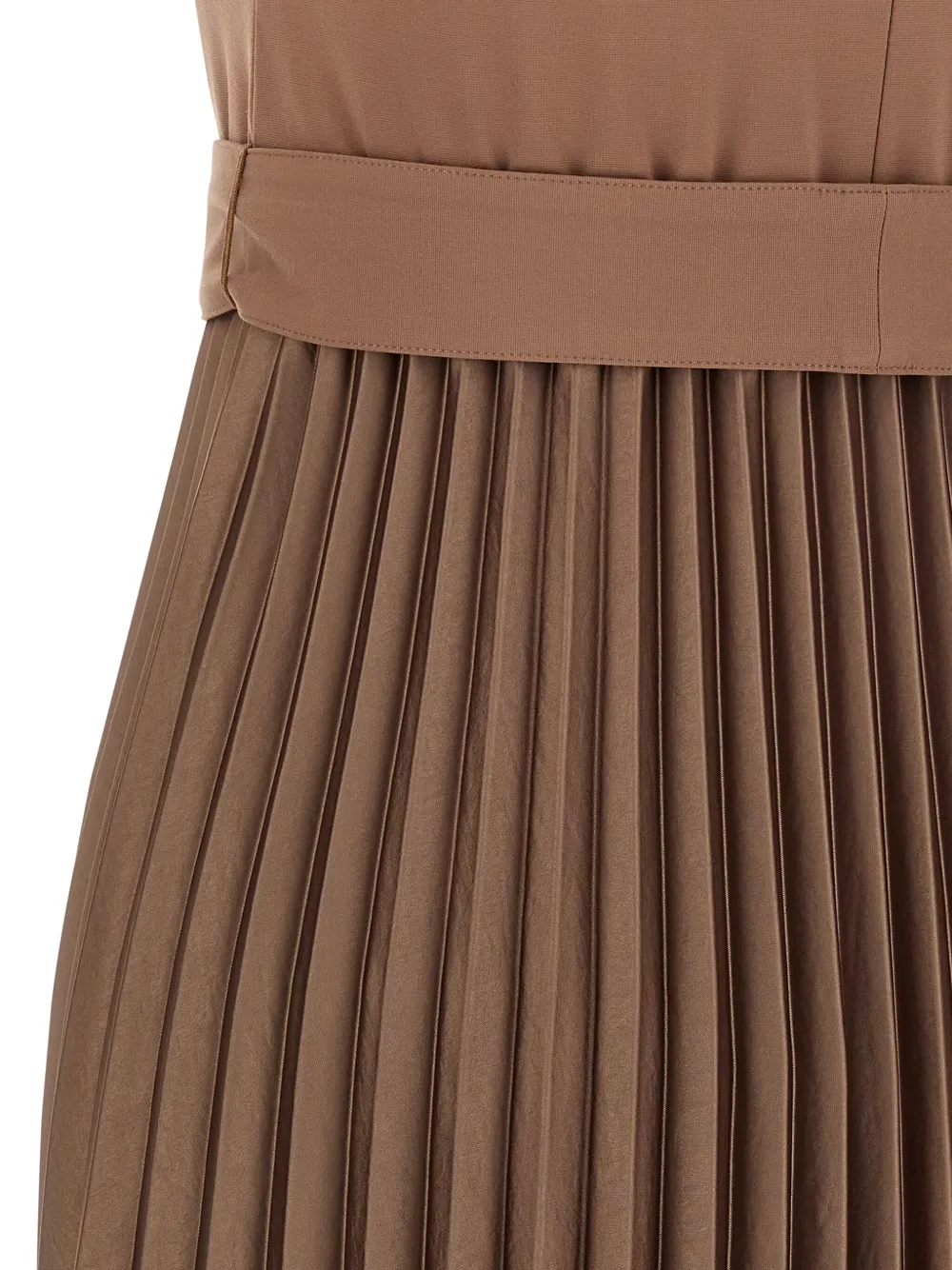 Weekend Max Mara Samuele Pleated Belted Midi Dress In Brown
