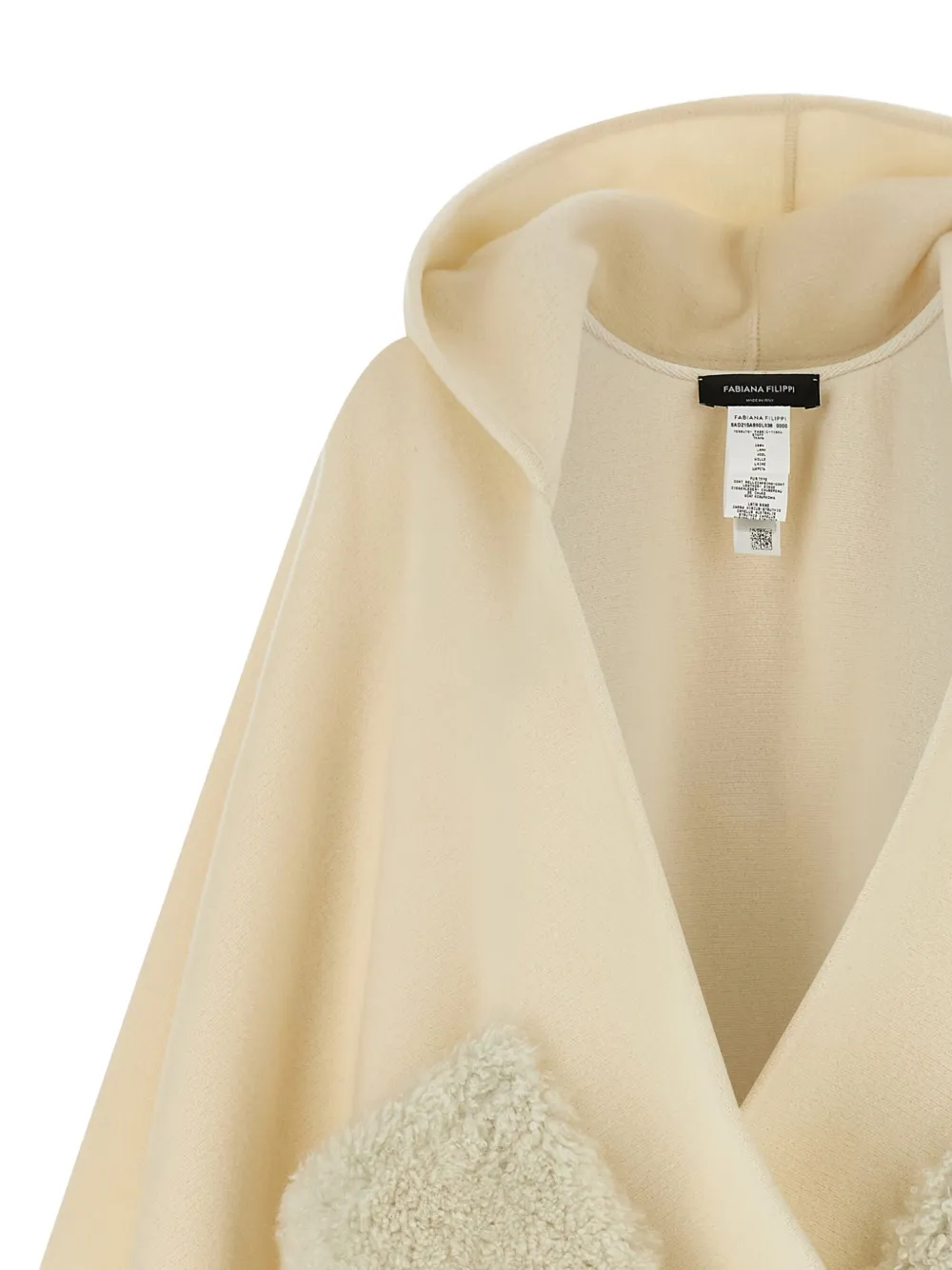 Fabiana Filippi Cape met capuchon en lammy zak Beige
