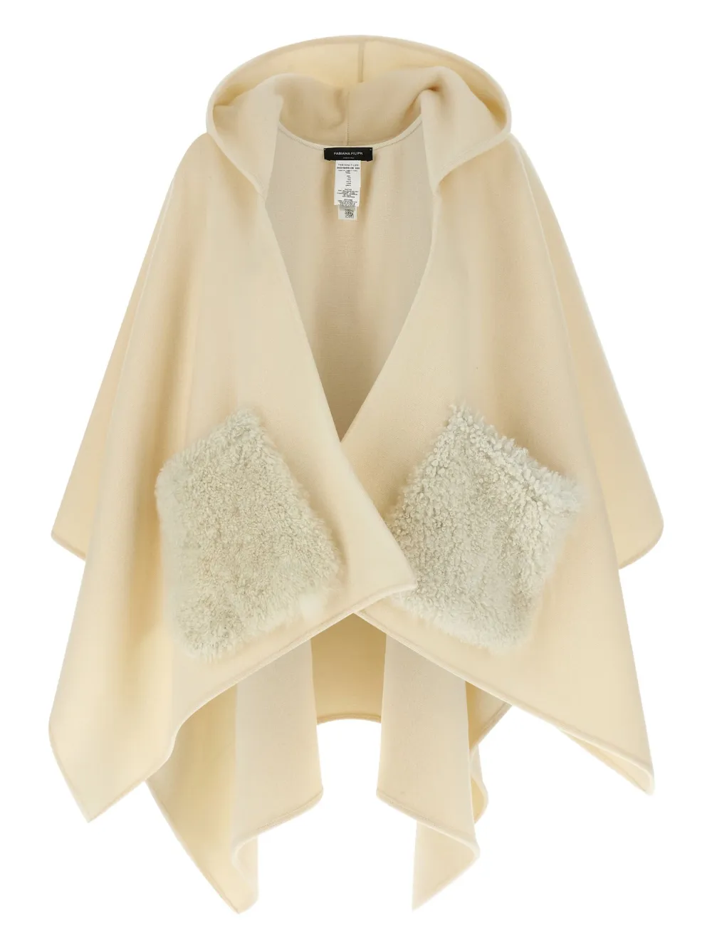 Fabiana Filippi Cape met capuchon en lammy zak Beige