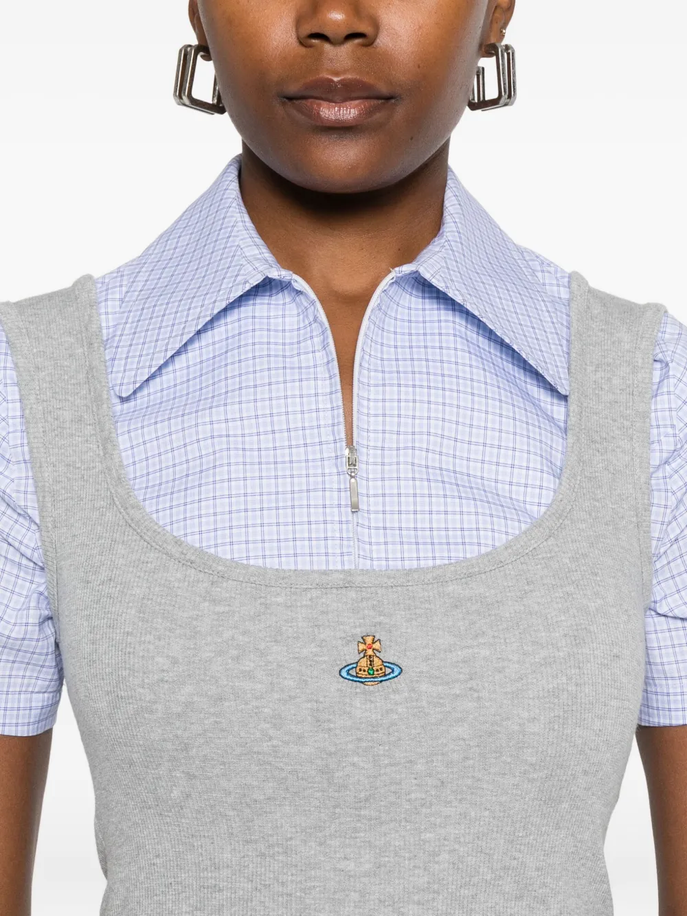 Vivienne Westwood Orb Embroidery Sleeveless Tank Top | Grey