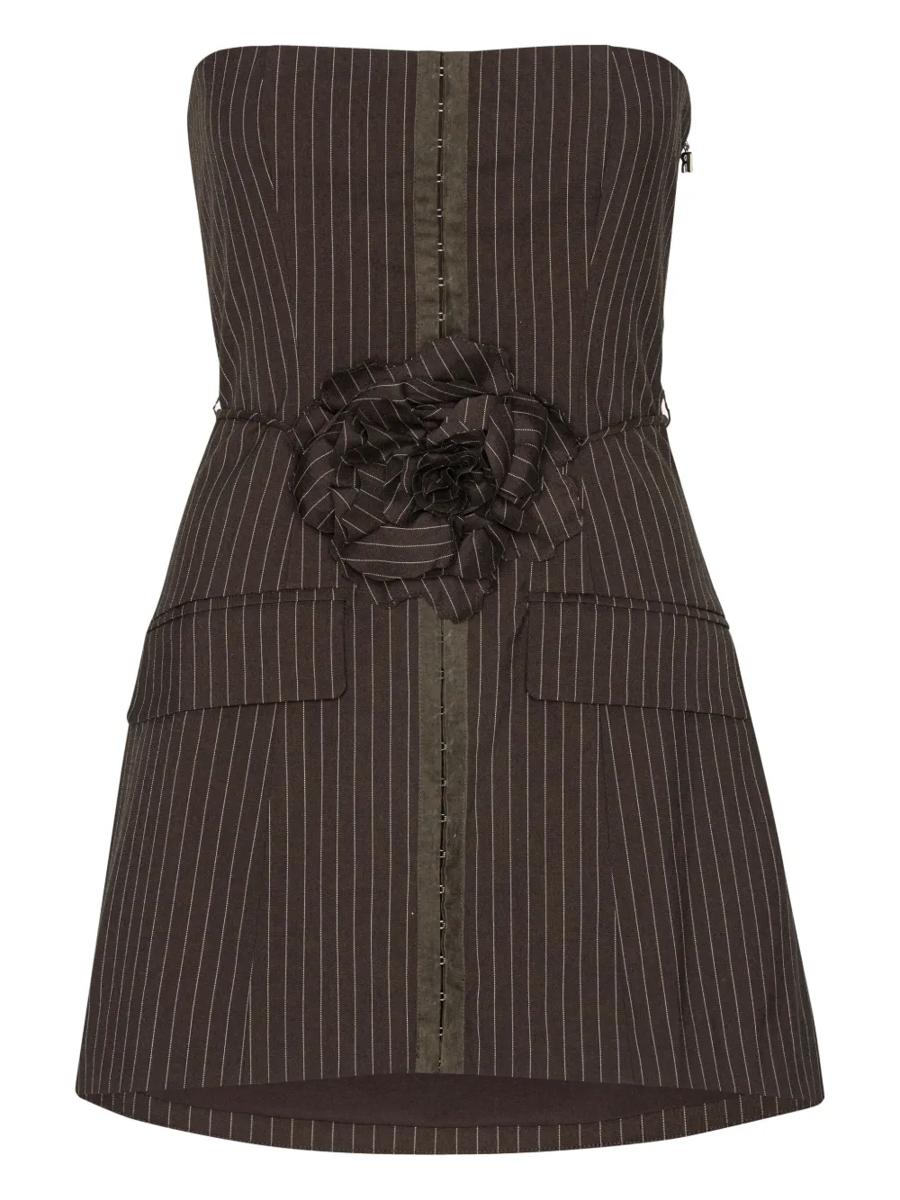 ROTATE BIRGER CHRISTENSEN robe courte à fines rayures | marron | Image 1