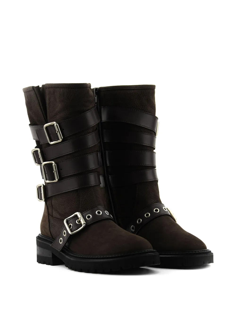 Paul Warmer Buckle-strap Biker Boots In Brown
