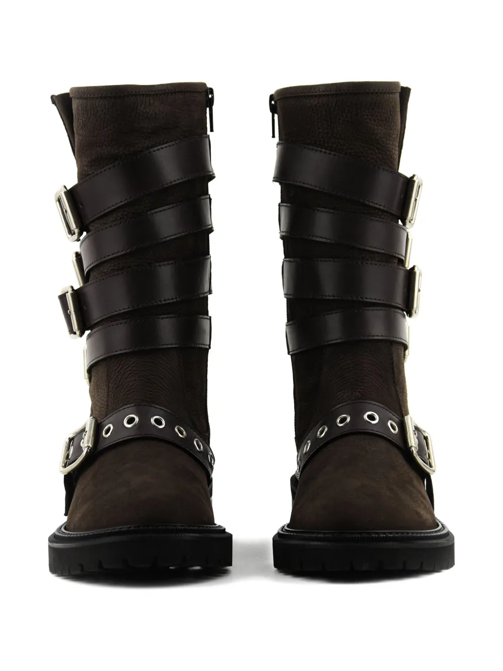 Paul Warmer Buckle-strap Biker Boots In Brown