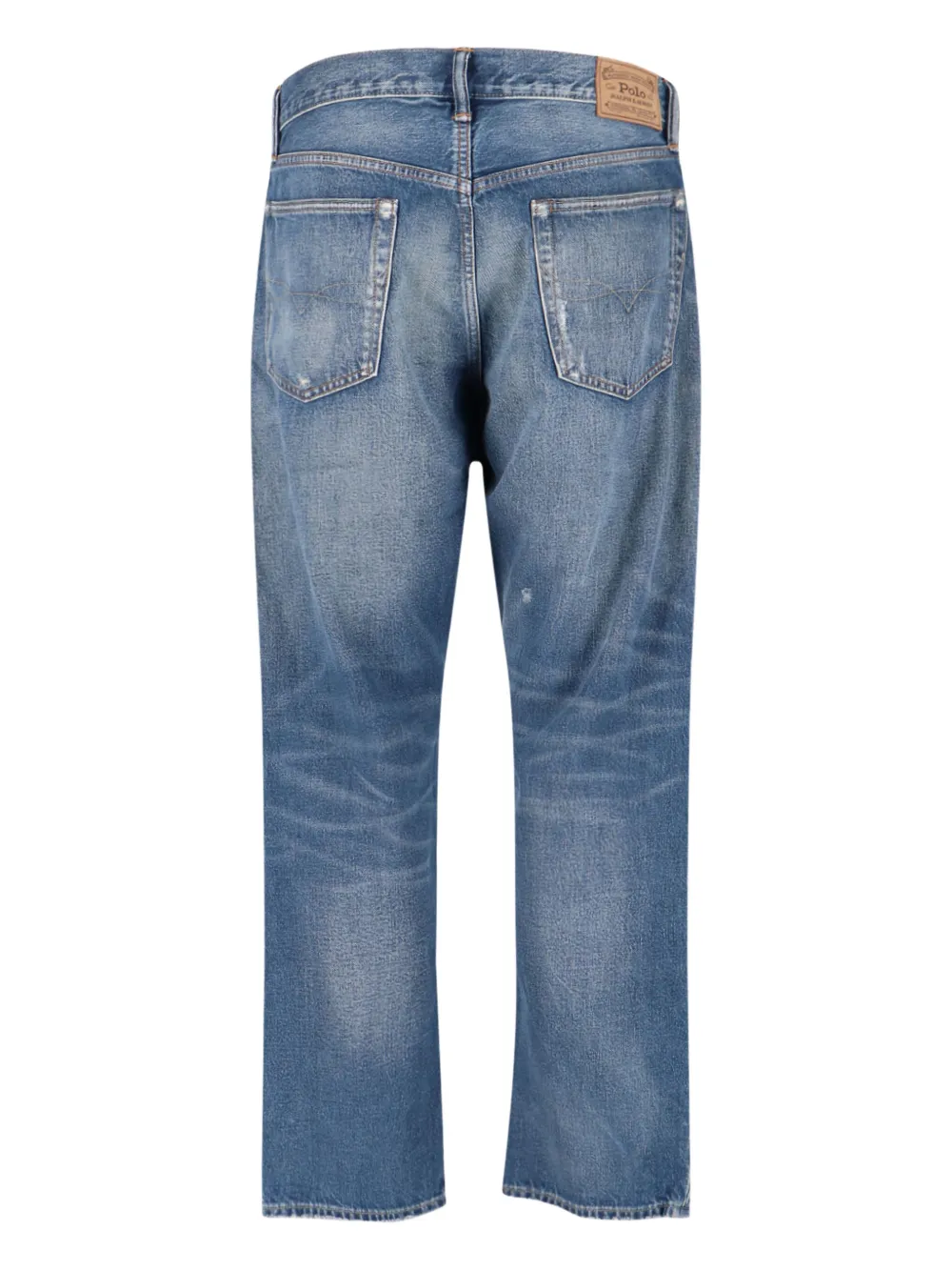 Polo Ralph Lauren logo-patch distressed jeans - Blauw