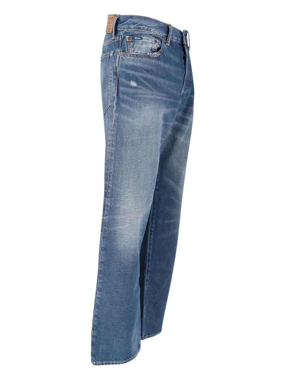 Polo Ralph Lauren logo-patch distressed jeans Blauw