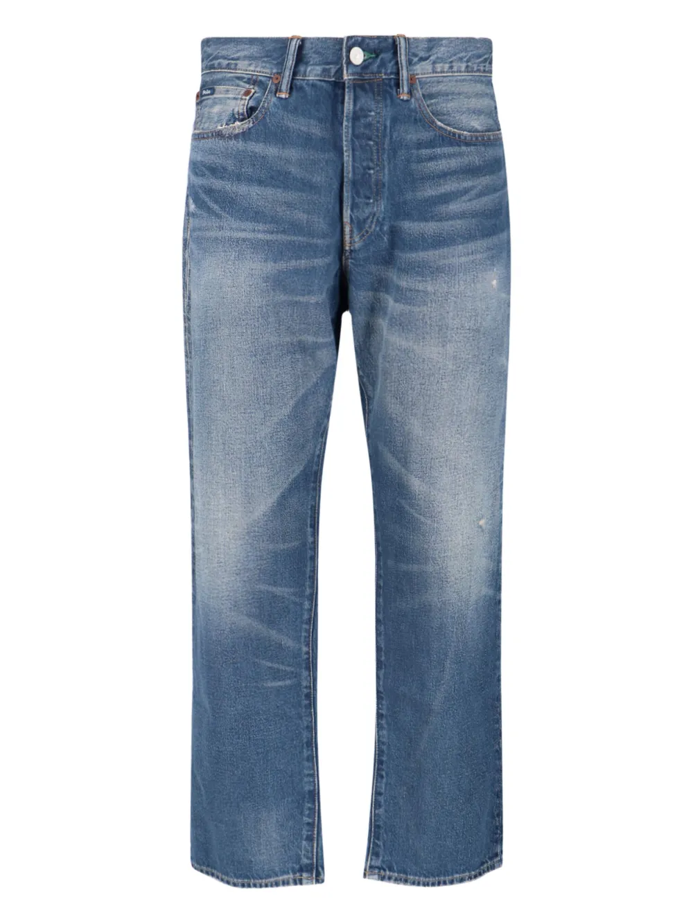 Polo Ralph Lauren logo-patch distressed jeans Blauw