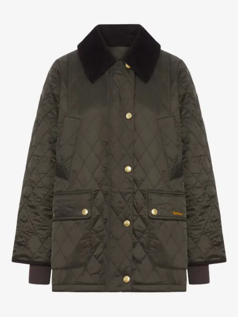 Barbour chamarra capitonada con cuello de pana