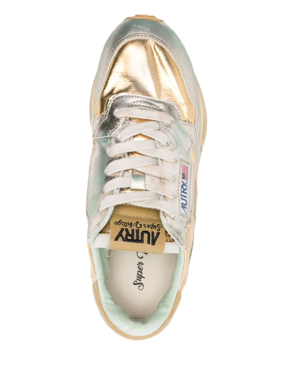Autry metallic-effect leather sneakers Grey
