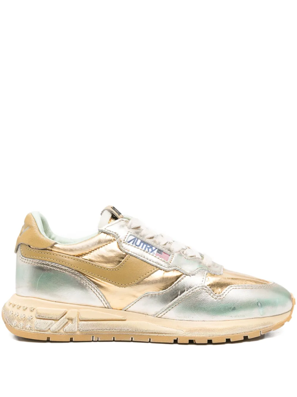 Autry metallic-effect leather sneakers Grey