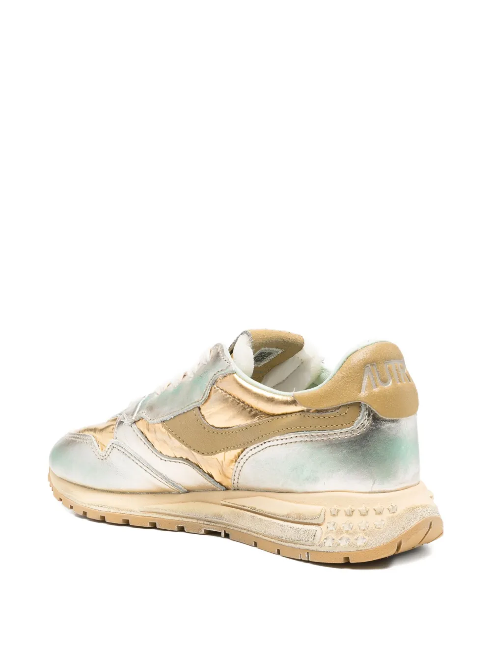 Autry metallic-effect leather sneakers Grey