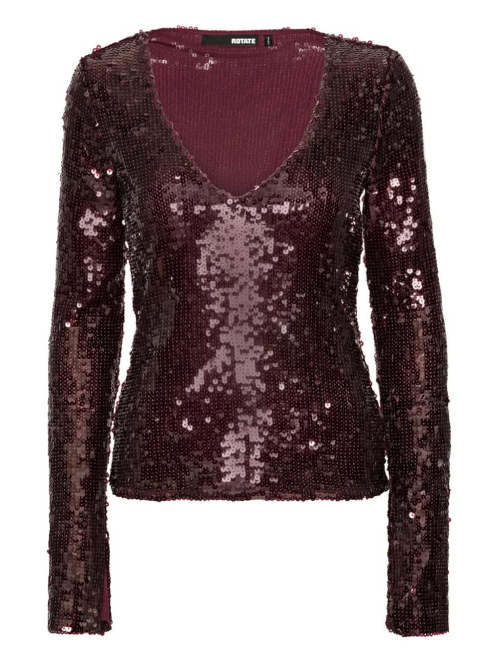 ROTATE BIRGER CHRISTENSEN haut orné de sequins à col v | rouge | Image 1