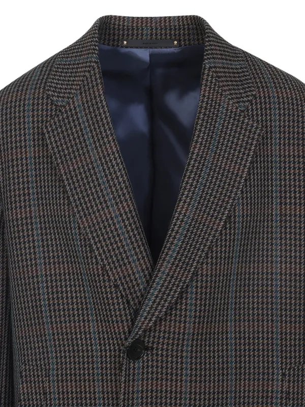 美品 PaulSmith 2018awハウンドトゥース セットアップ Paul Smith ハウンドトゥース ウールシングルコート | ブラック