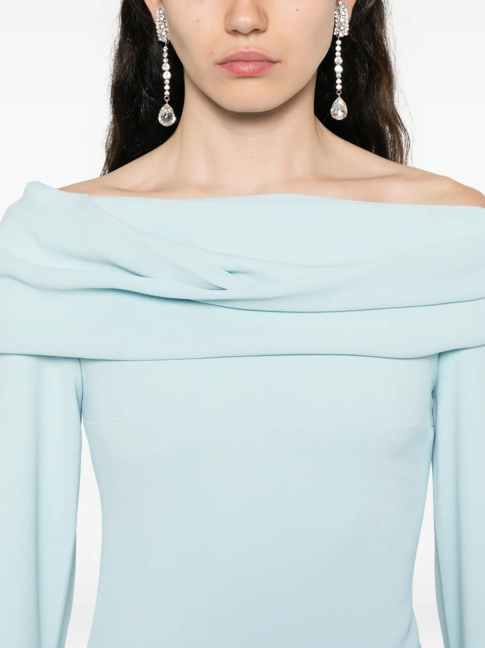 Solace London The Nuri off-shoulder maxi-jurk Blauw