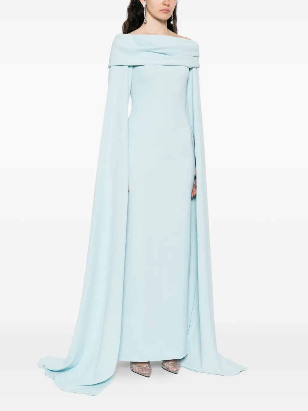 Solace London The Nuri off-shoulder maxi-jurk Blauw