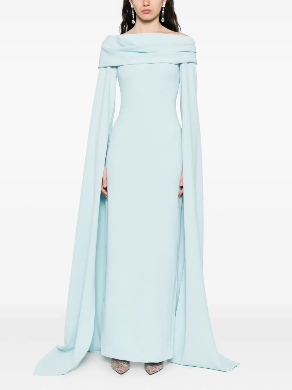 Solace London The Nuri off-shoulder maxi-jurk - Blauw