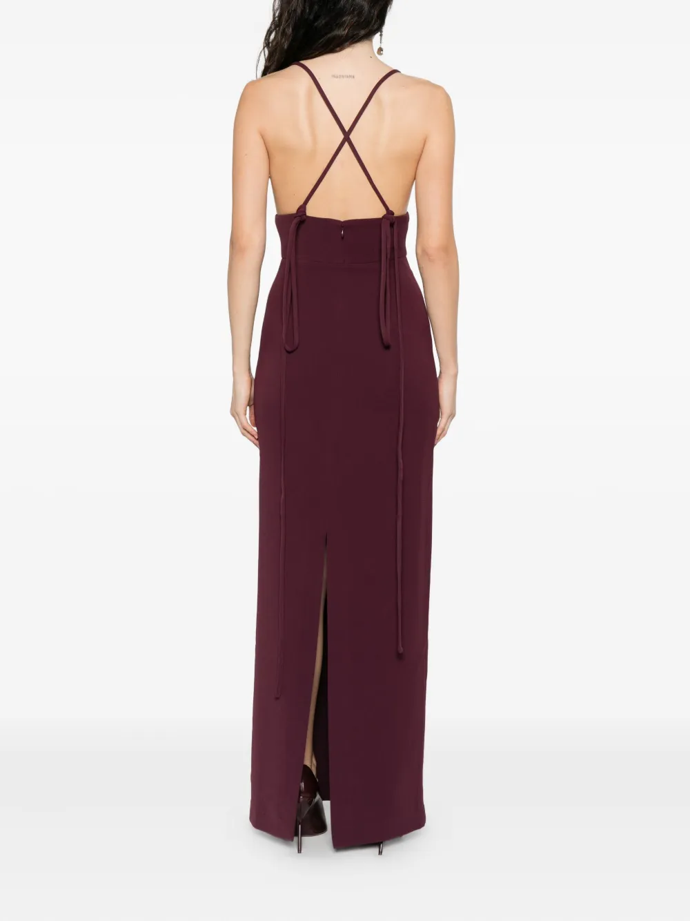 Solace London Maxi-jurk met gekruiste bandjes Rood
