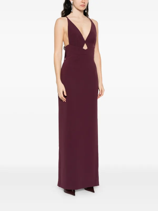 knee length dresses for ladies Ramy Brook Charles Jersey Cut Out Open Back Maxi Dress in Scarlet Red