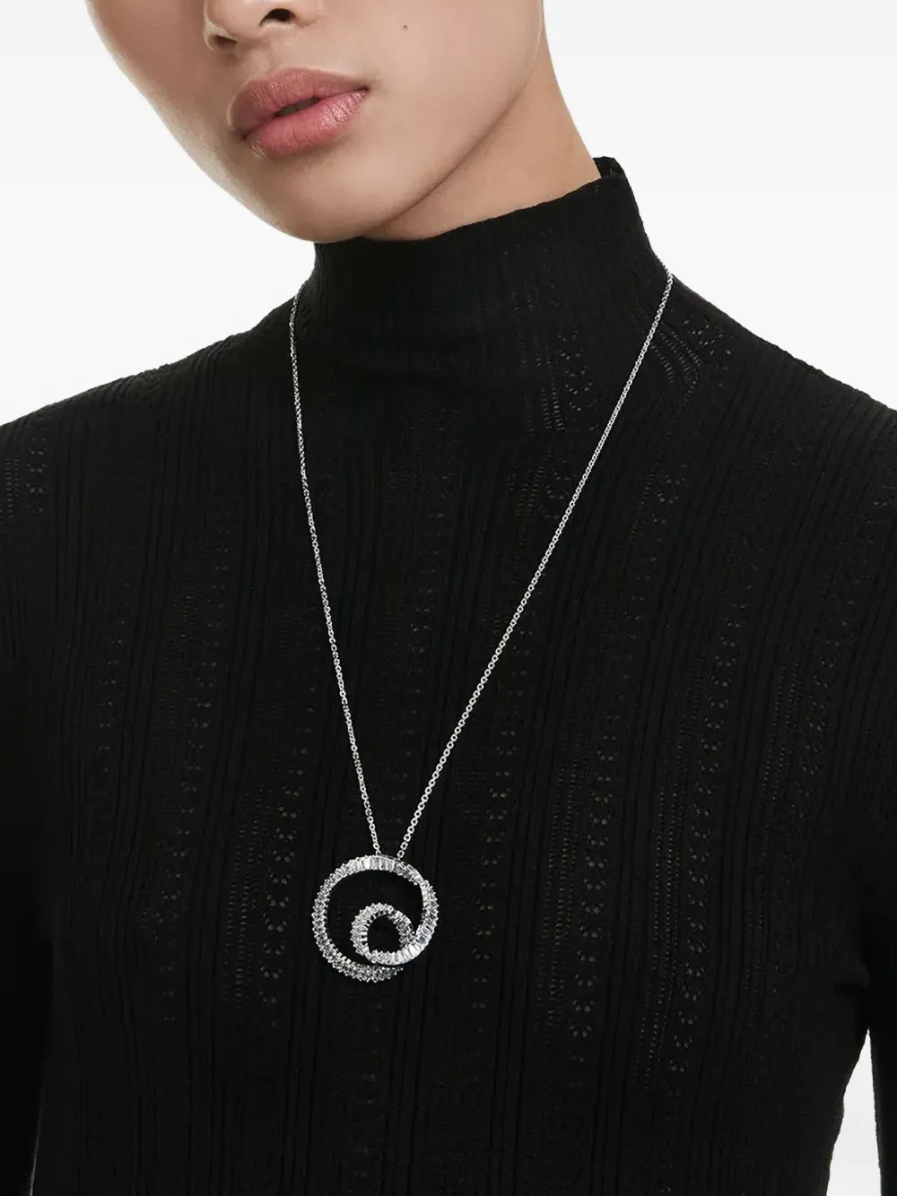 Swarovski Matrix Circle-pendant Necklace In Metallic