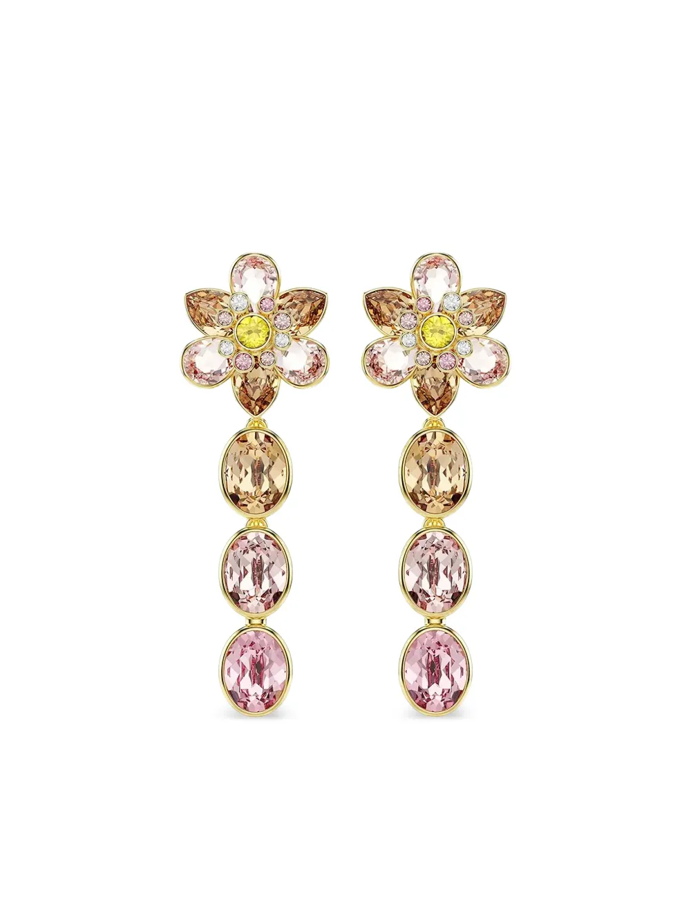 Swarovski Idyllia flower drop earrings | Gold | Image 1