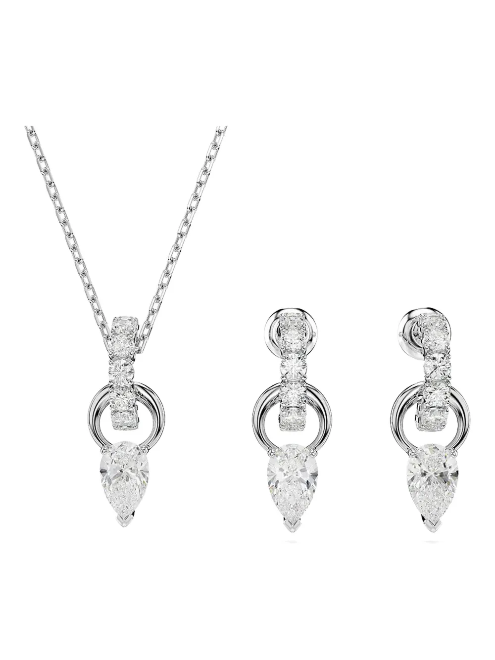 Swarovski Mesmera Teardrop Pendant Necklace Set In Metallic