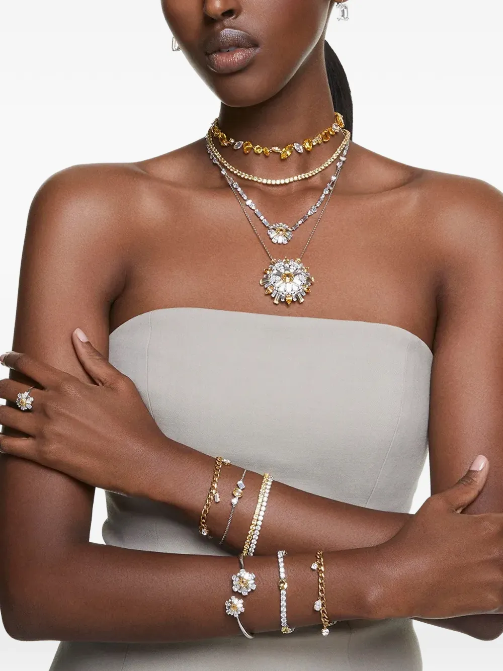 Swarovski Idyllia Flower-embellished Bracelet In Multi