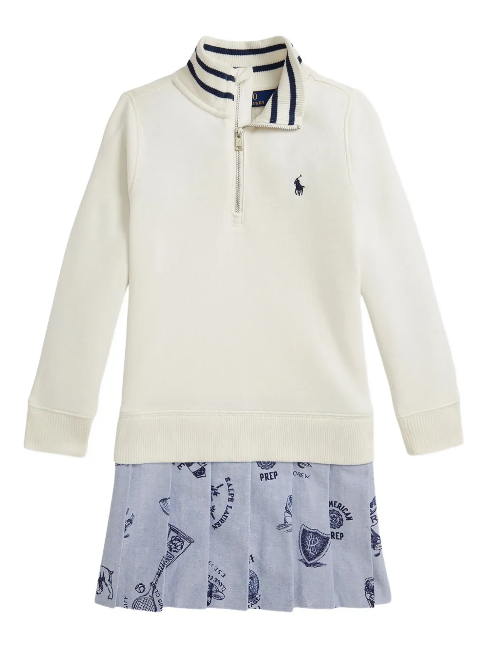 POLO RALPH LAUREN KIDS pleated-panel sweatshirt dress | Neutrals | Image 1