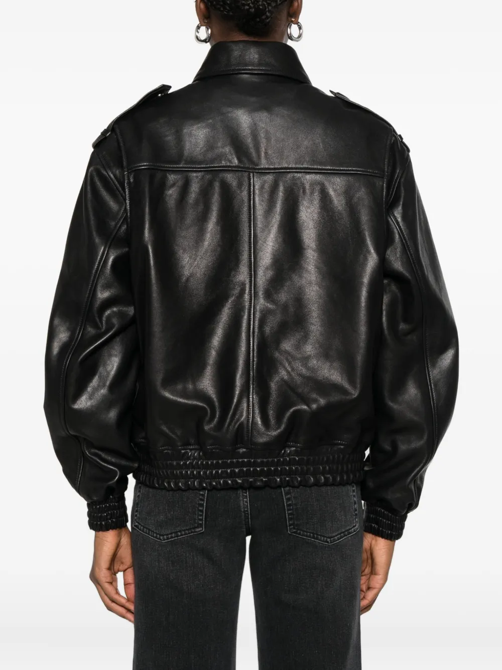 Arma Leather Bomber Jacket In Black