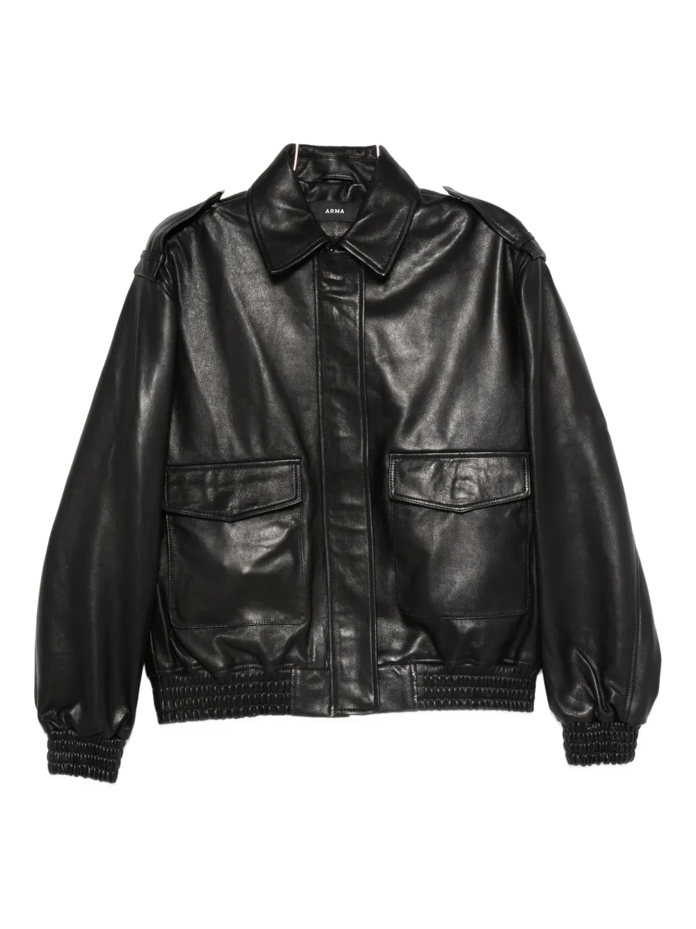 Arma Leather Bomber Jacket In Black