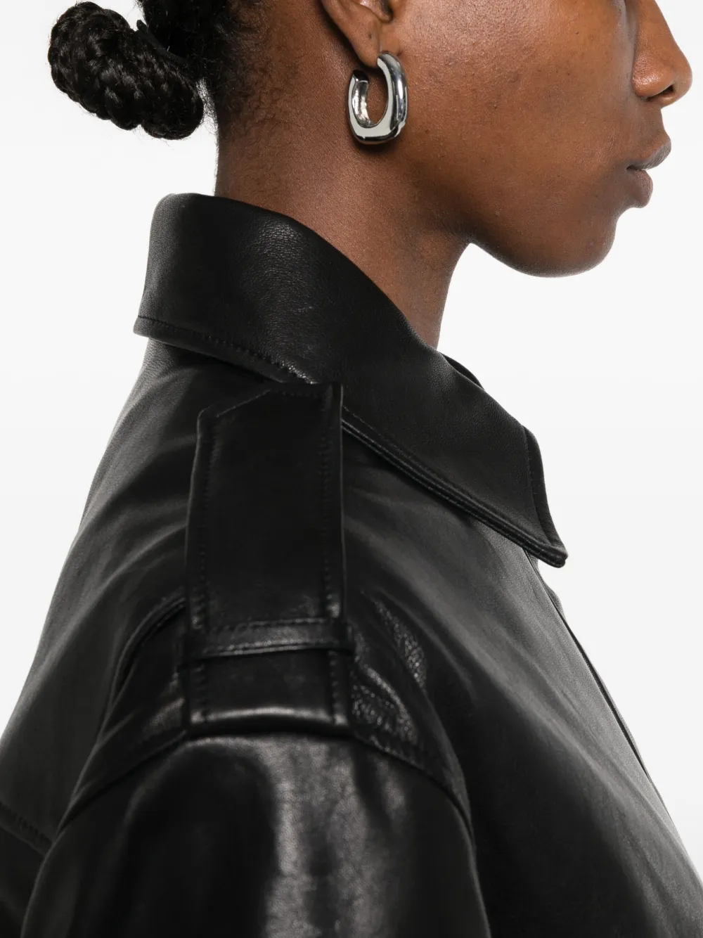 Arma Leather Bomber Jacket In Black