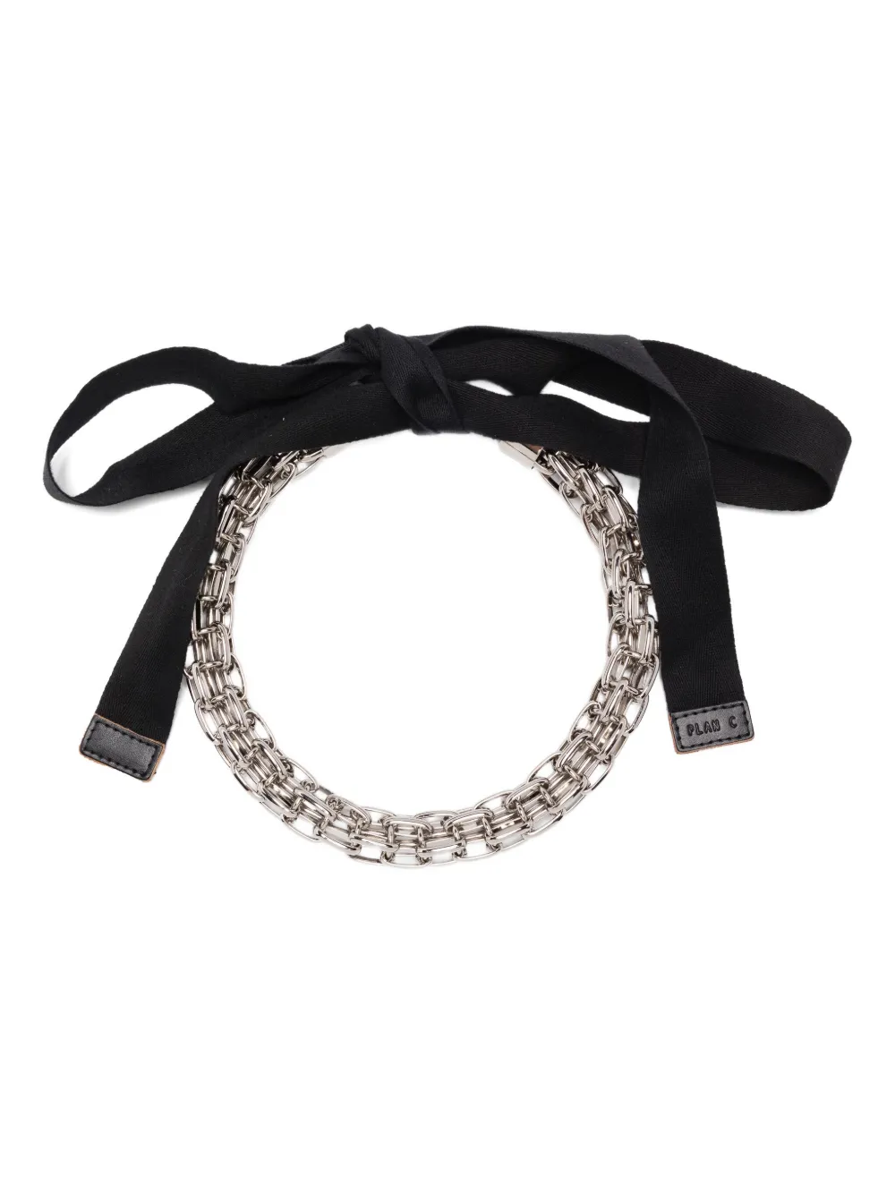 Plan C Chain-link Ribbon Necklace In Black