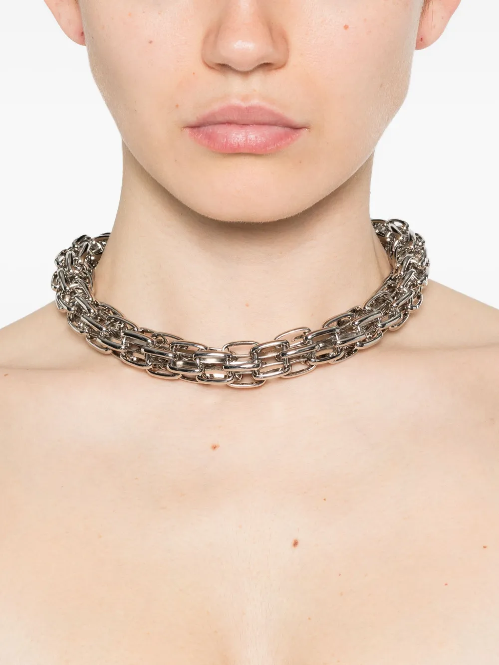 Plan C Chain-link Ribbon Necklace In Black