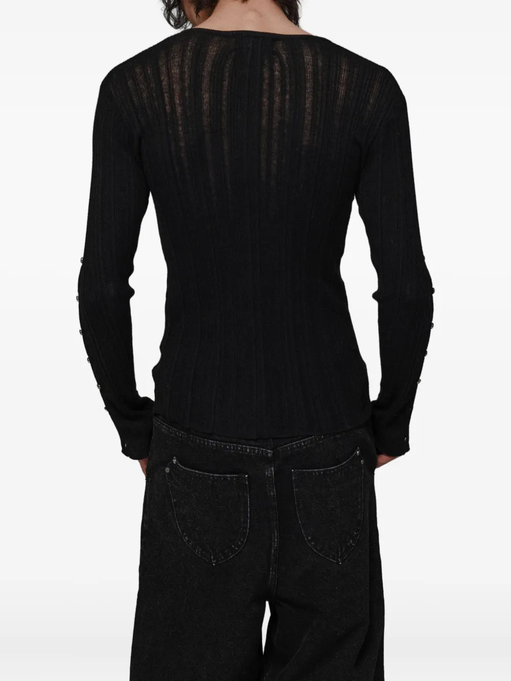 Protémoa Touch Ribbed Button-embellished Cardigan In Black