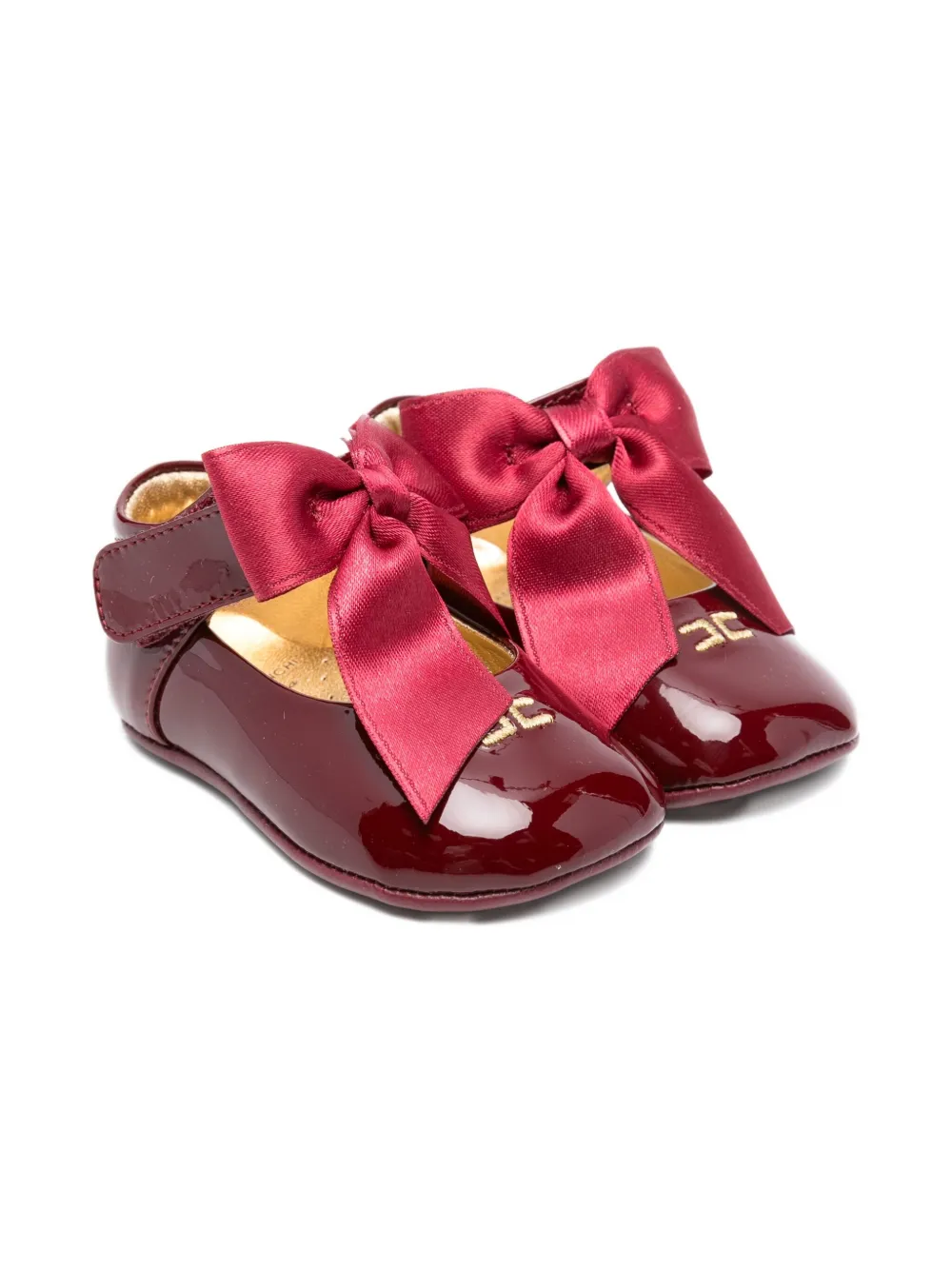 Elisabetta Franchi La Mia Bambina patent-leather bow ballerinas Rood