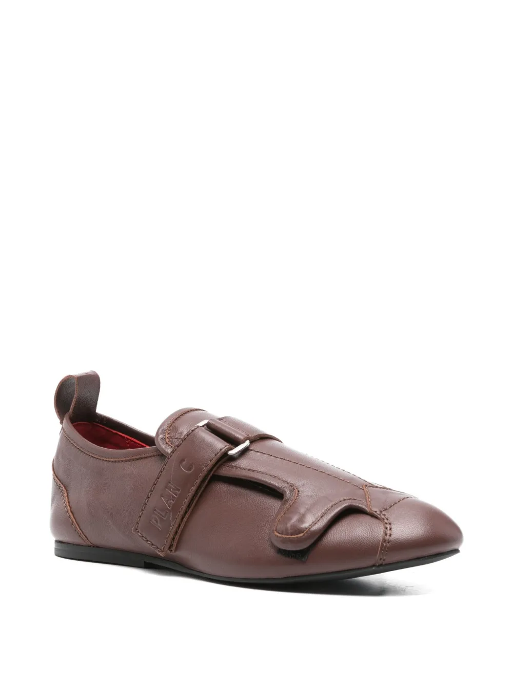 Plan C Leren sneakers met gespbandje - Bruin