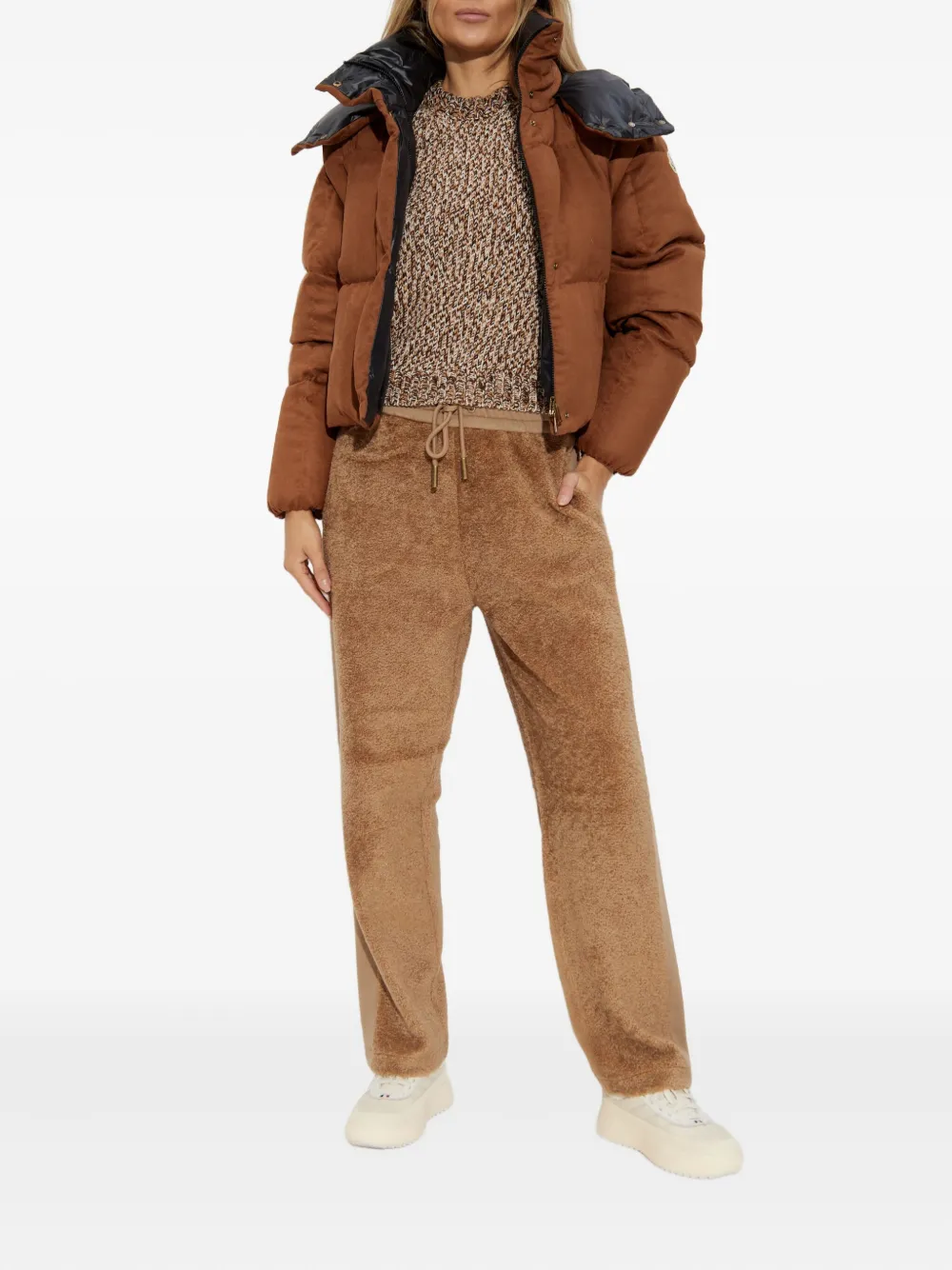 Moncler Paterne Convertible Short Down Jacket With Detachable Hood In Brown