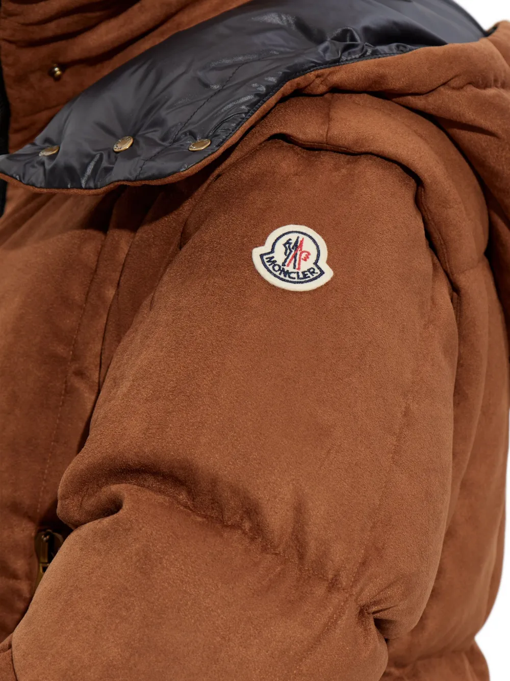 Moncler Paterne Convertible Short Down Jacket With Detachable Hood In Brown